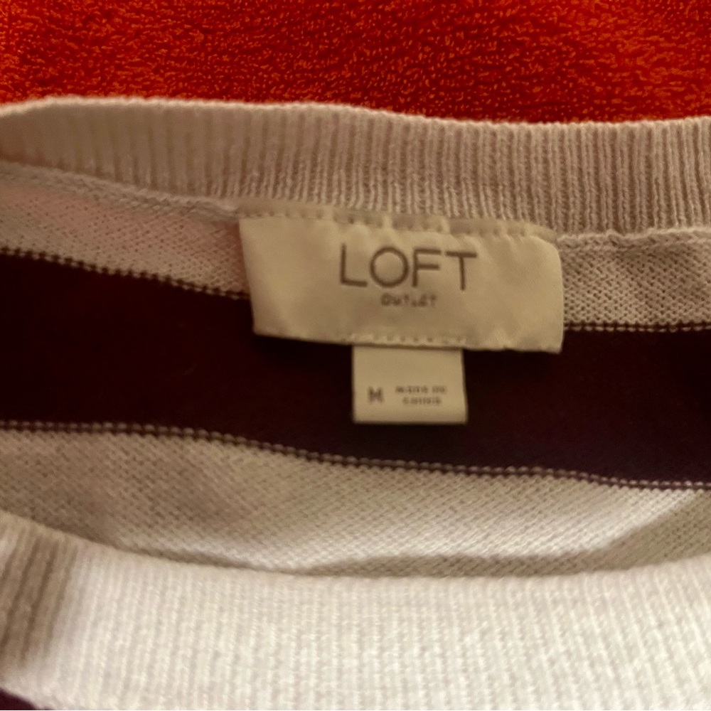 LOFT Striped Sweater with Dog Design - Picture 2 of 3
